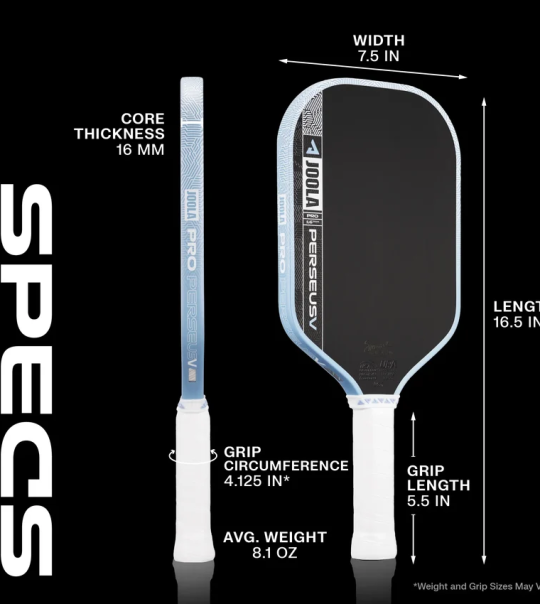Perseus Pro V Pickleball Paddle- Color: Breeze Blue (Simone Jardim)